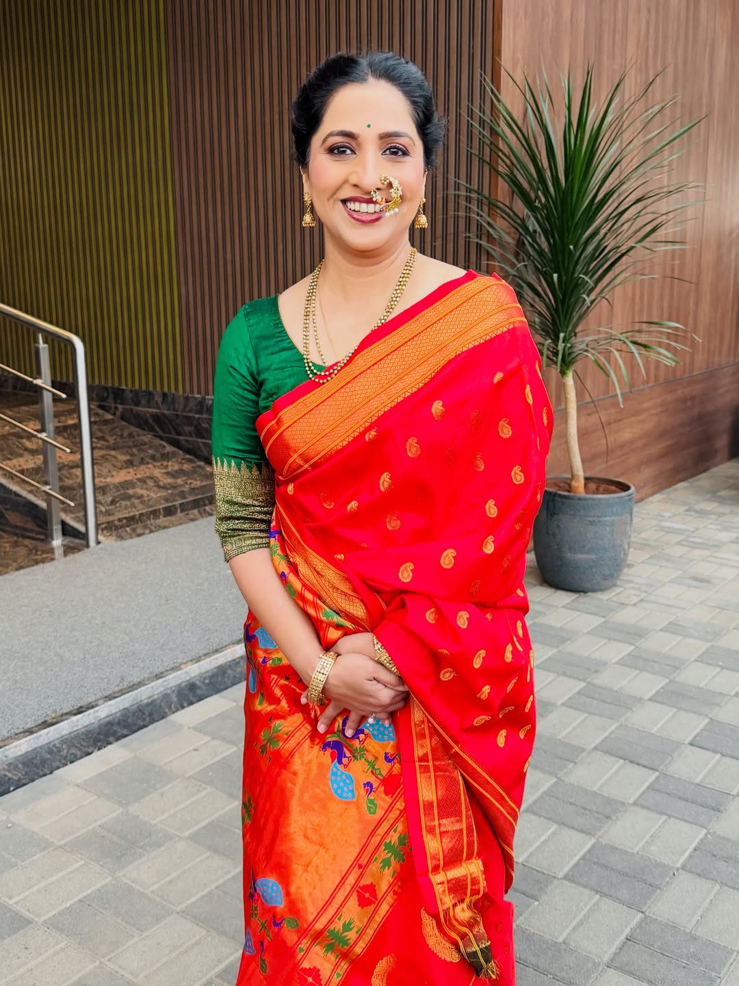 Madhurani Gokhale Green Saree Look