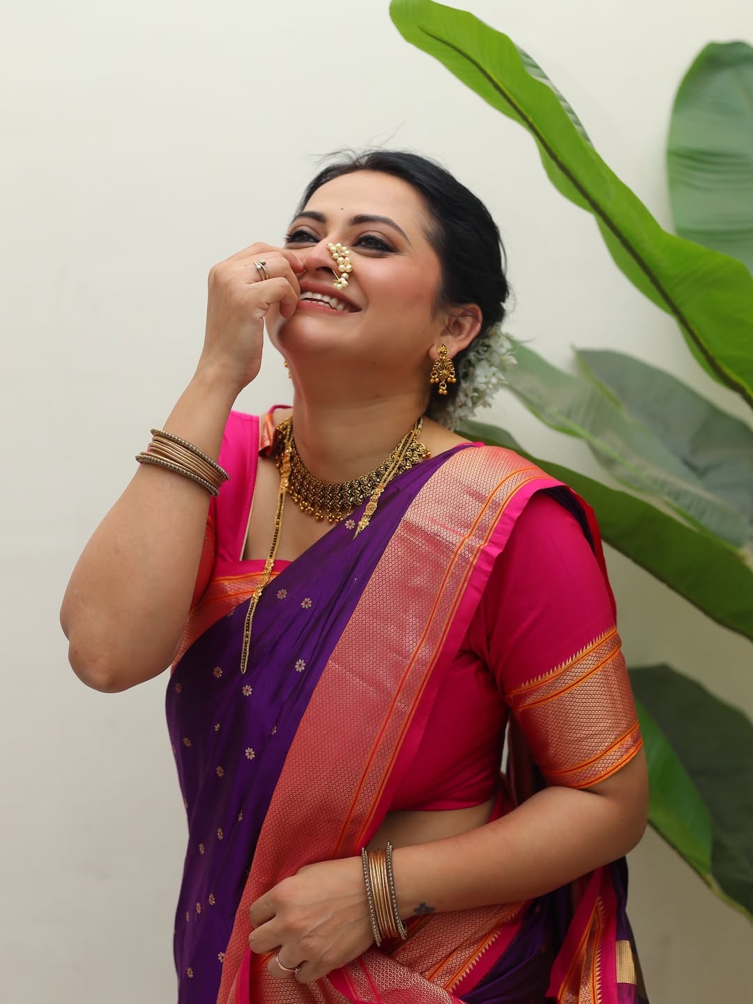Monika Dabade Purple Paithani Saree Look