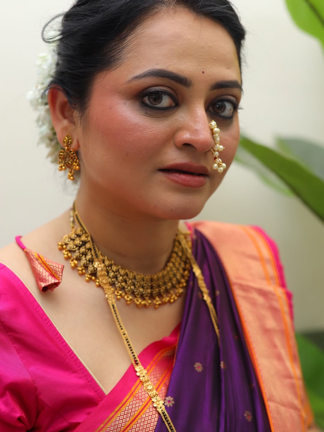 Monika Dabade Purple Paithani Saree Look