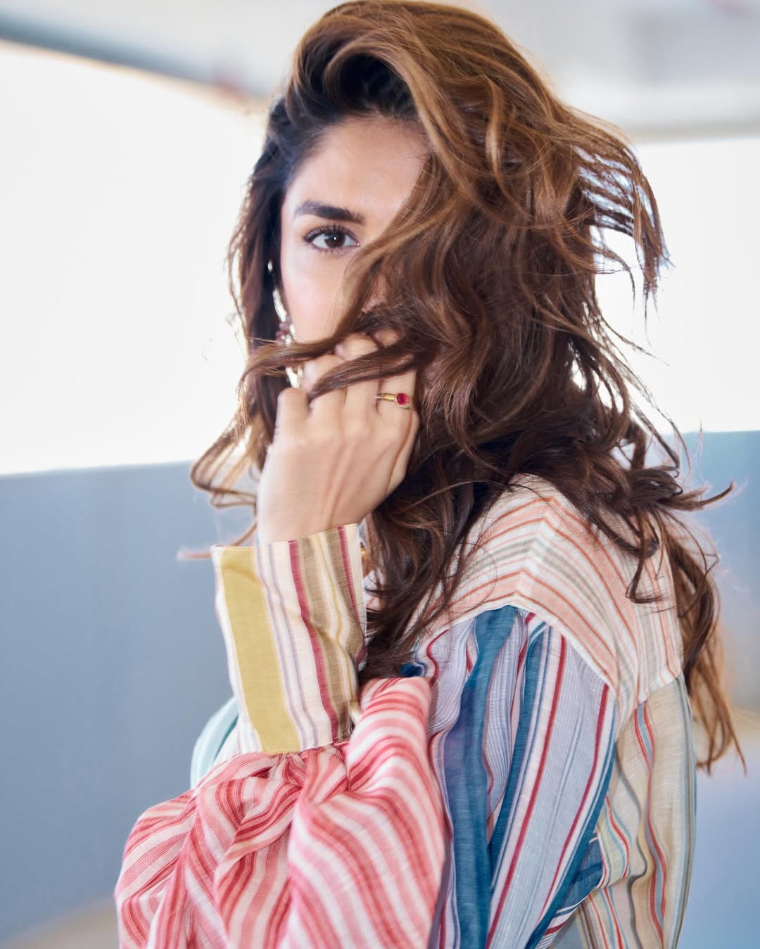 Mrunal Thakur Stripes One Piece Dress Looks