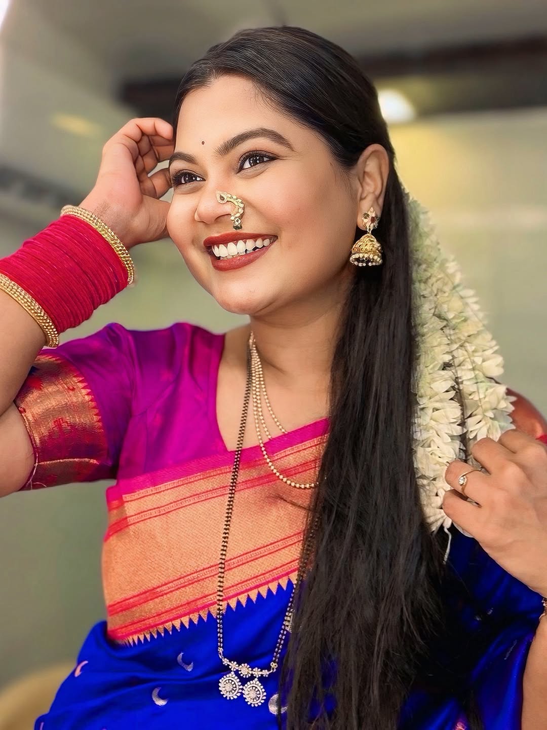 Namrata Sambherao Blue Chandrakor Paithani Saree