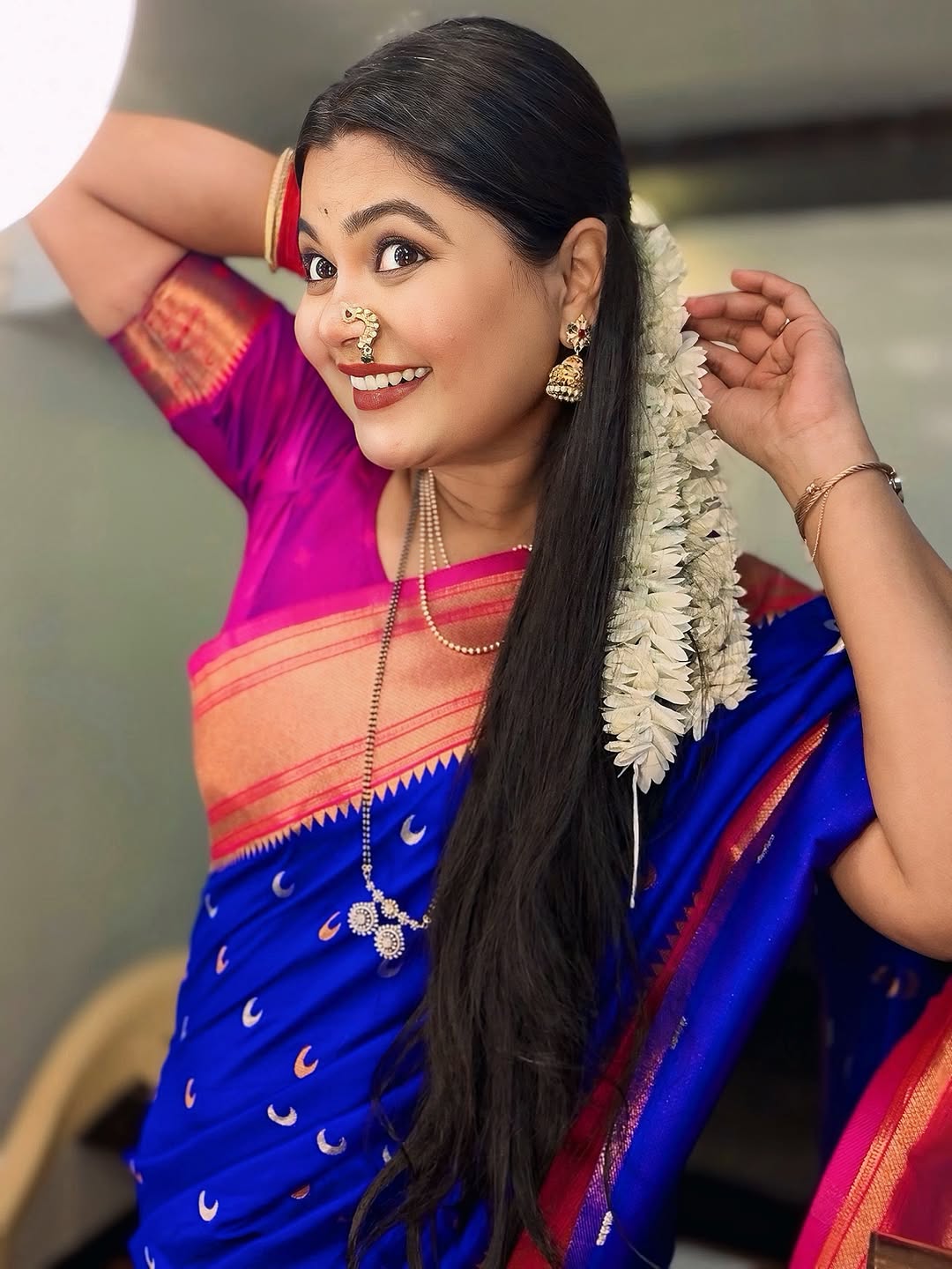 Namrata Sambherao Blue Chandrakor Paithani Saree