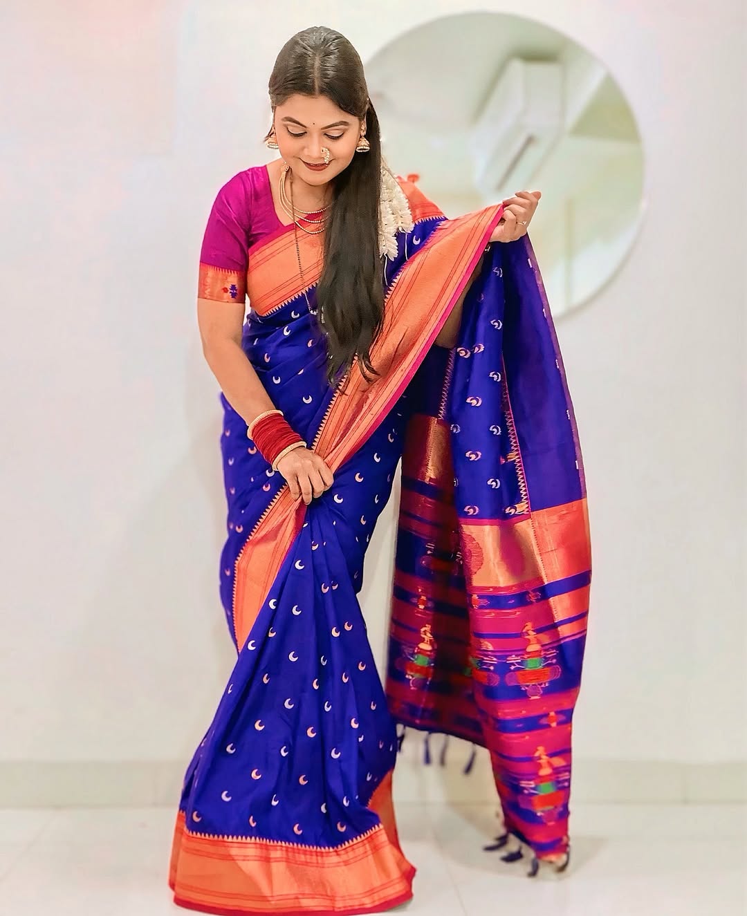Namrata Sambherao Blue Chandrakor Paithani Saree