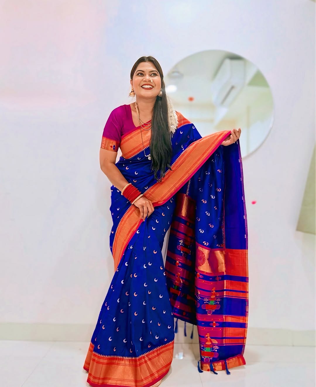 Namrata Sambherao Blue Chandrakor Paithani Saree