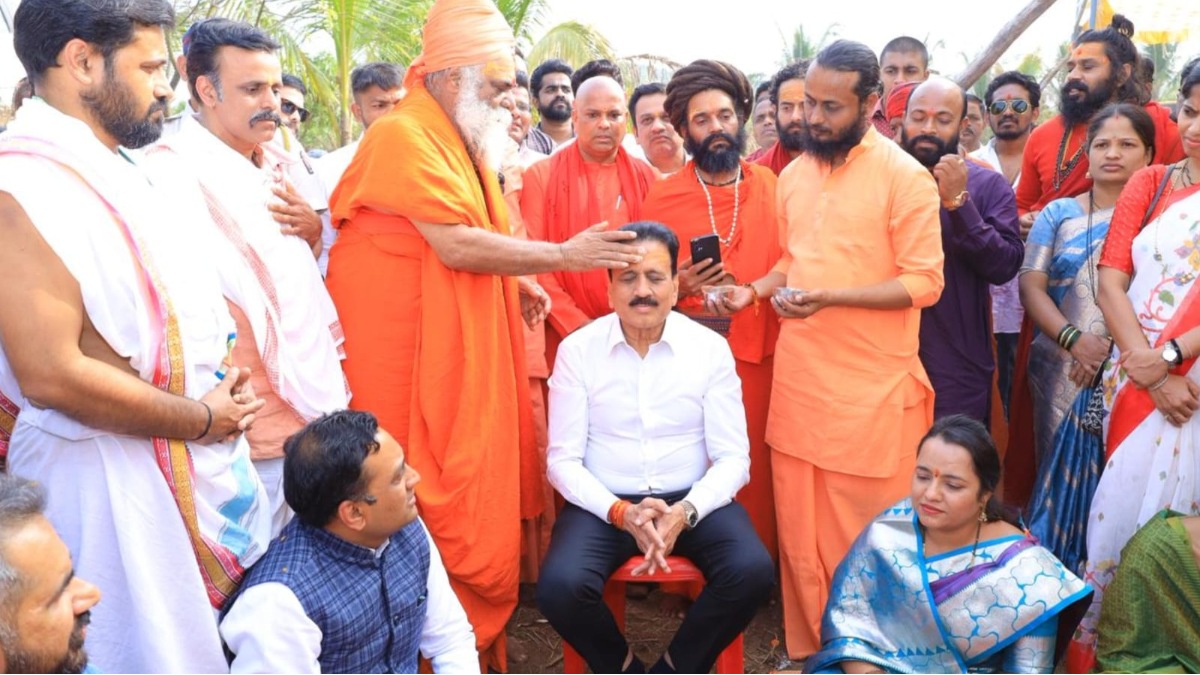 trimbakeshwar kumbhmela akhada works inauguration by girish mahajan nashik