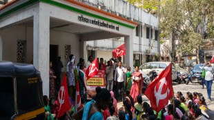 Lal Bavta party agitation Vasai Tahsildar office protest against new labor laws trade pact Farmer unions strike