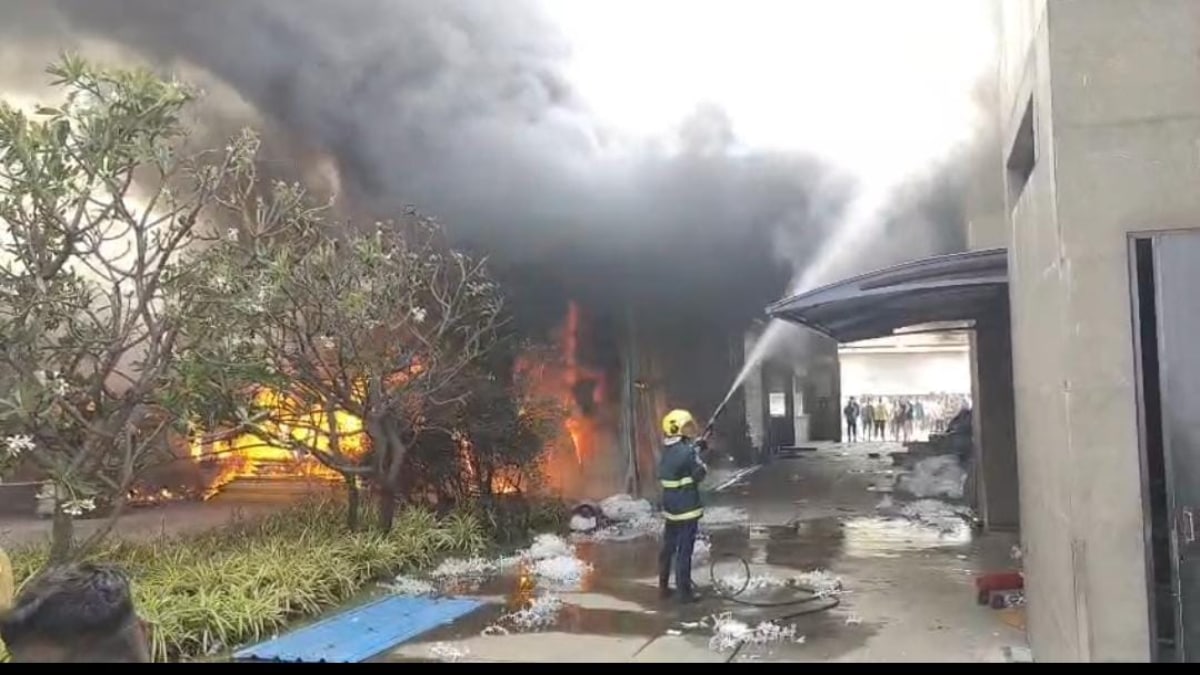 Palghar Perfect Container factory fire Industrial emergency sparks safety concerns