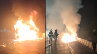 Range Rover car fire Nalasopara Highway | नालासोपारा महामार्गावर रेंज रोव्हरला आग