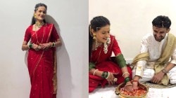 Photos: ‘गोव्याच्या किनाऱ्यावर’फेम शुभांगी केदारचा सासरी लाल साडीत गृहप्रवेश; रंगला मजेशीर खेळांचा डाव!