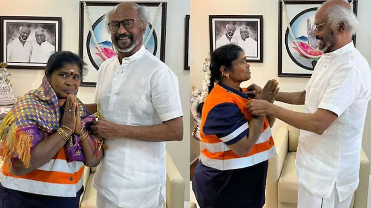 Rajinikanth gifts gold chain to Chennai sanitation worker