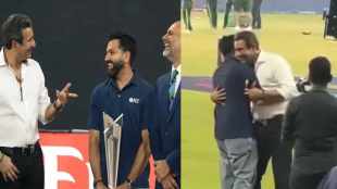 Rohit Sharma hugs Pakistan Wasim Akram and shake hands in Colombo Video Viral IND vs PAK