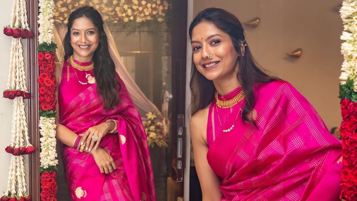 Sharvari Kulkarni Borkar Pink Saree Look