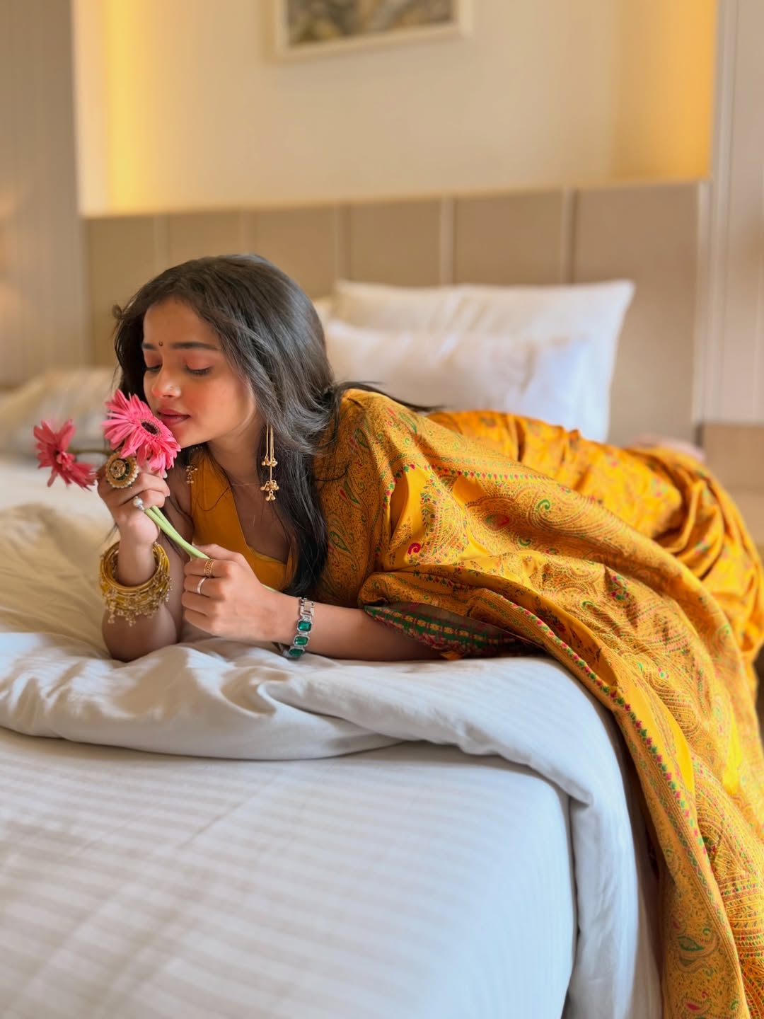 Shivali Parab Yellow Saree Look