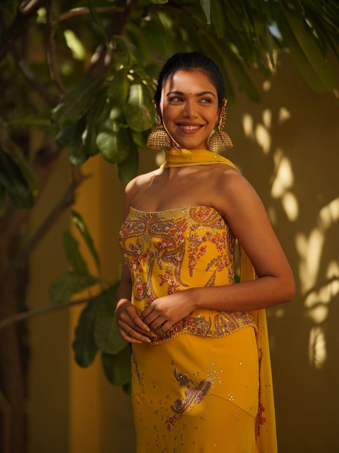 Shriya Pilgaonkar Yellow Off-Shoulder Dress
