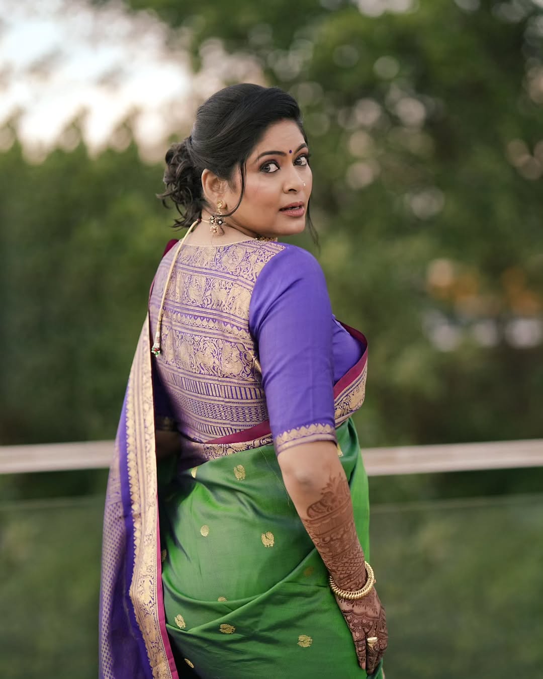 Shweta Shinde Green Silk Saree Look