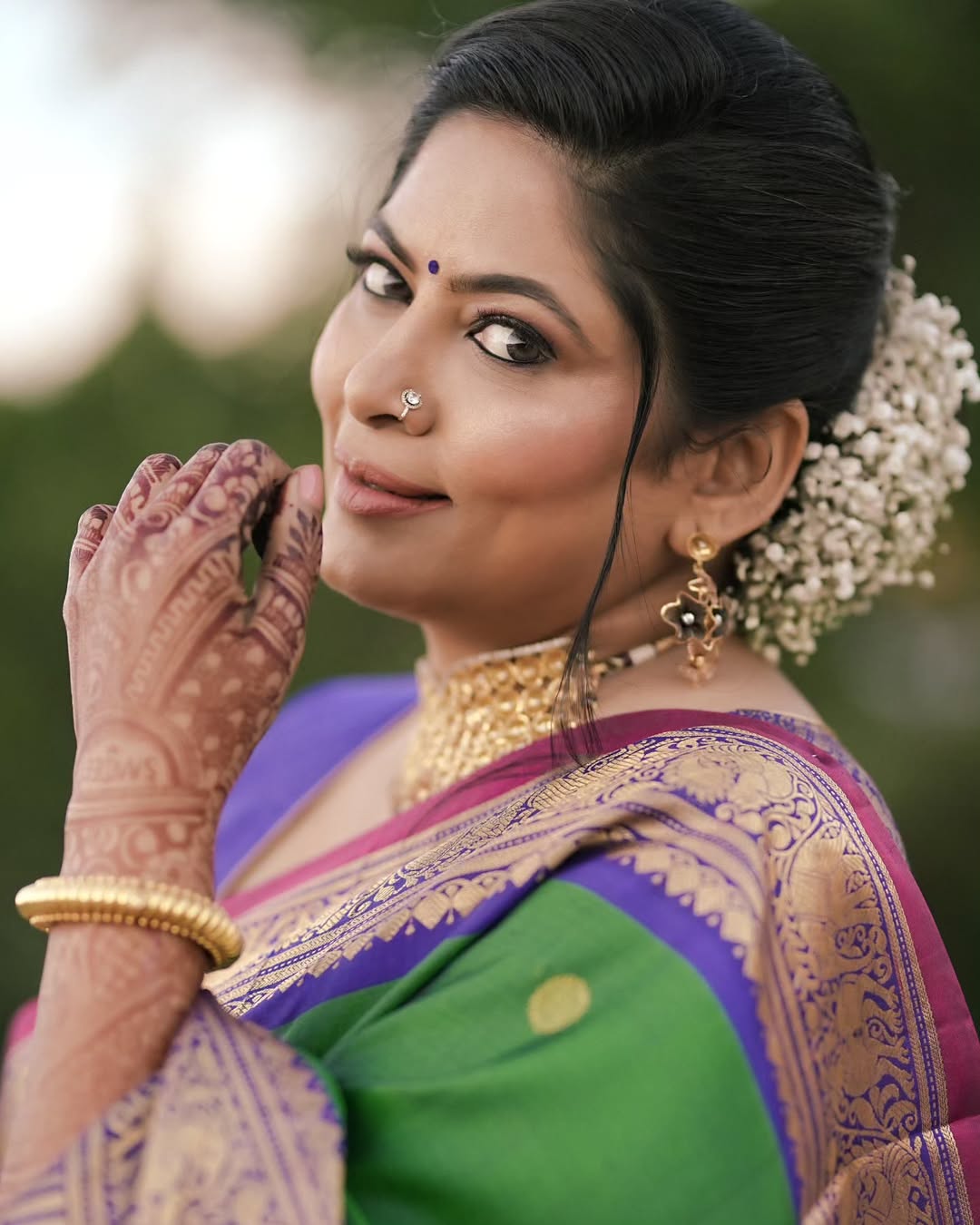 Shweta Shinde Green Silk Saree Look