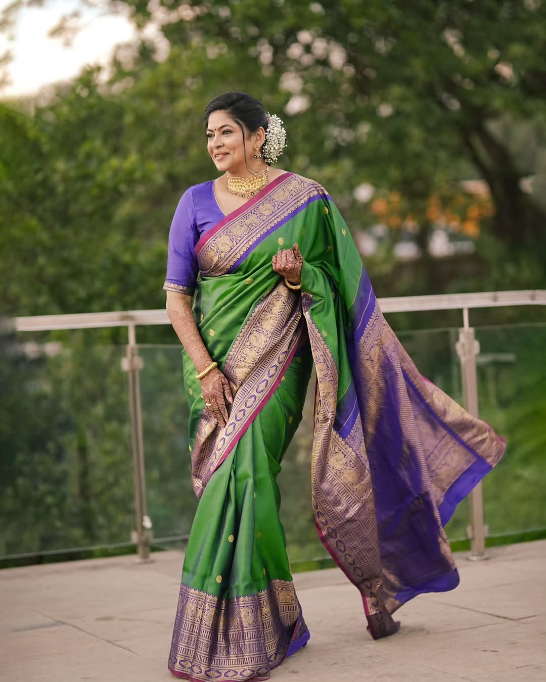 Shweta Shinde Green Silk Saree Look