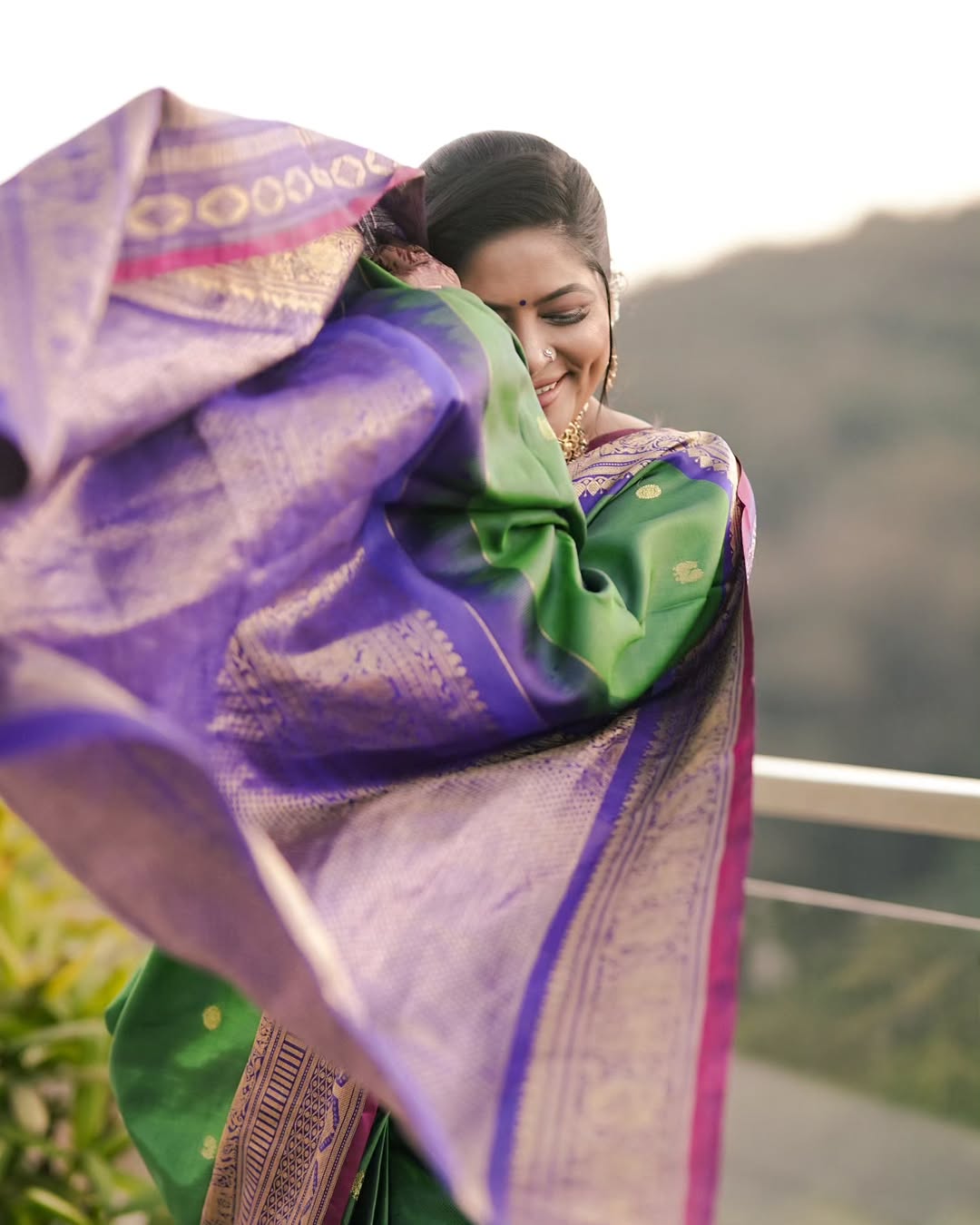 Shweta Shinde Green Silk Saree Look