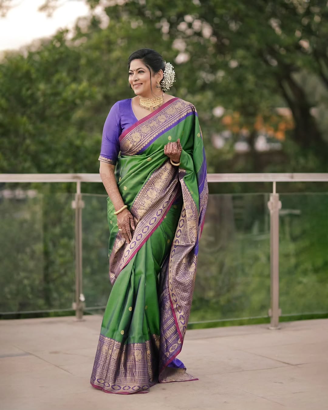 Shweta Shinde Green Silk Saree Look
