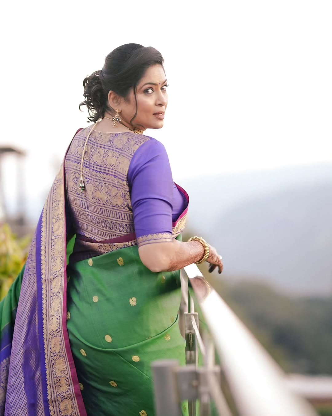 Shweta Shinde Green Silk Saree Look