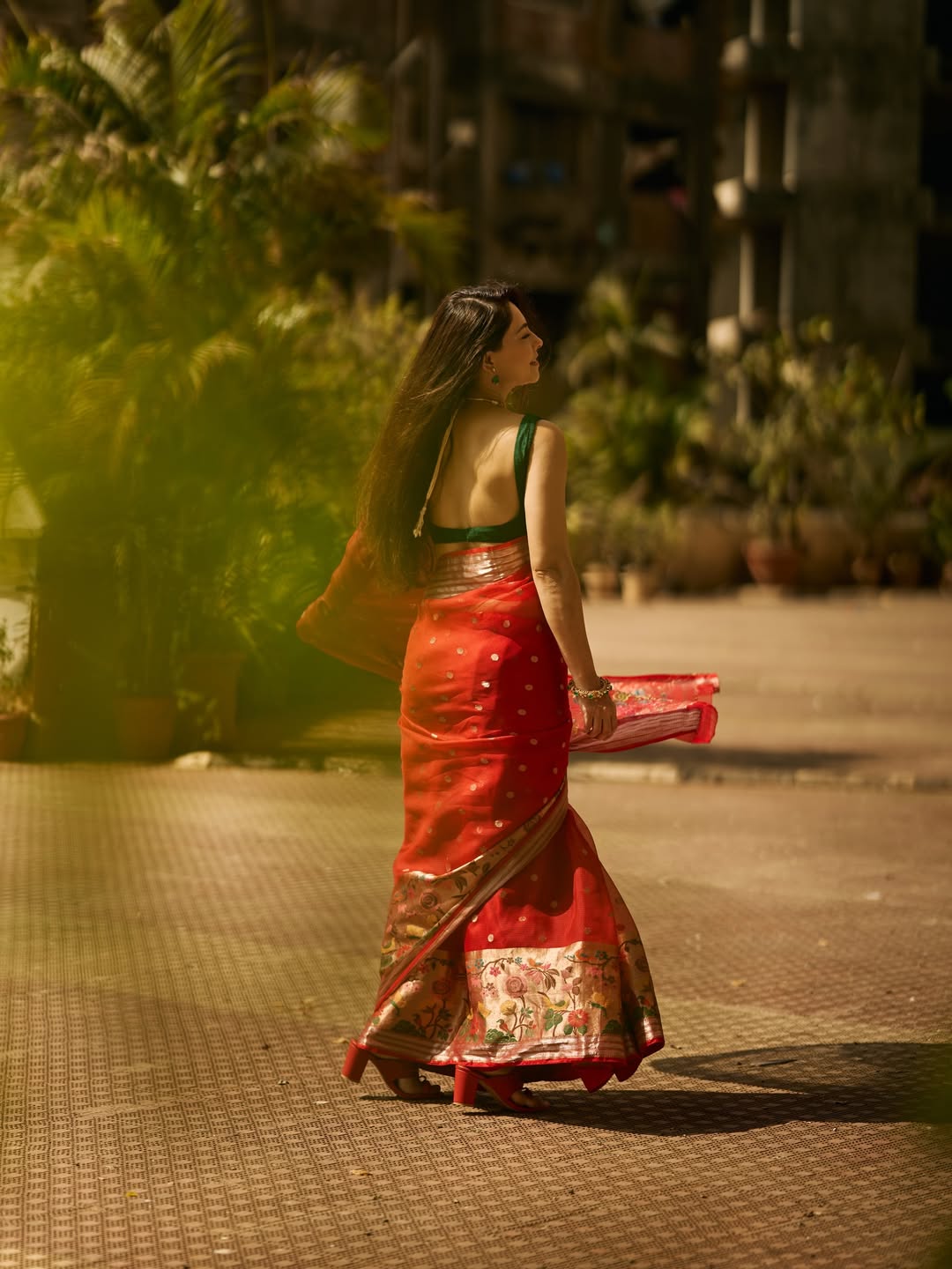 Sonalee Kulkarni Red Kota Paithani Saree