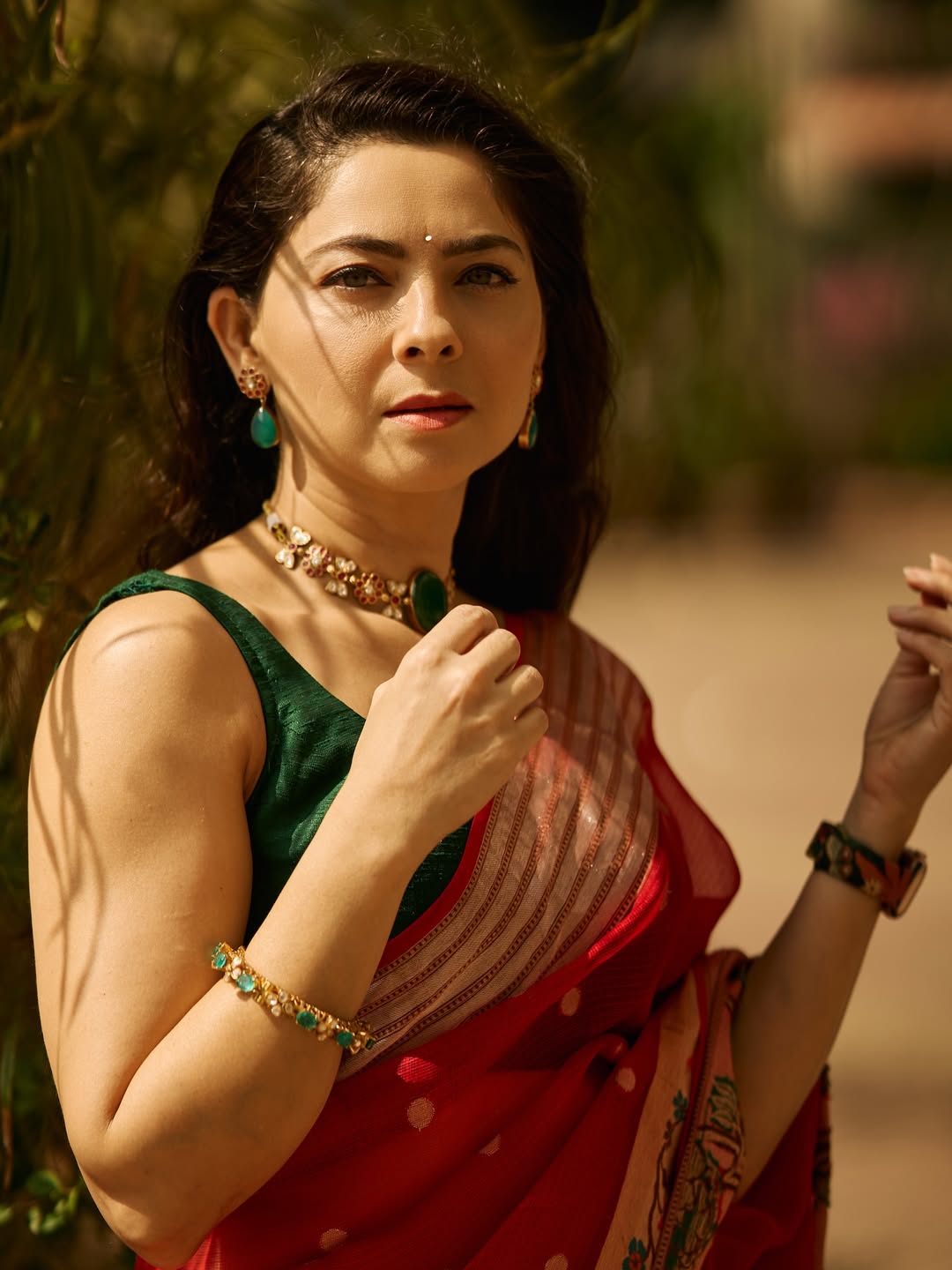 Sonalee Kulkarni Red Kota Paithani Saree
