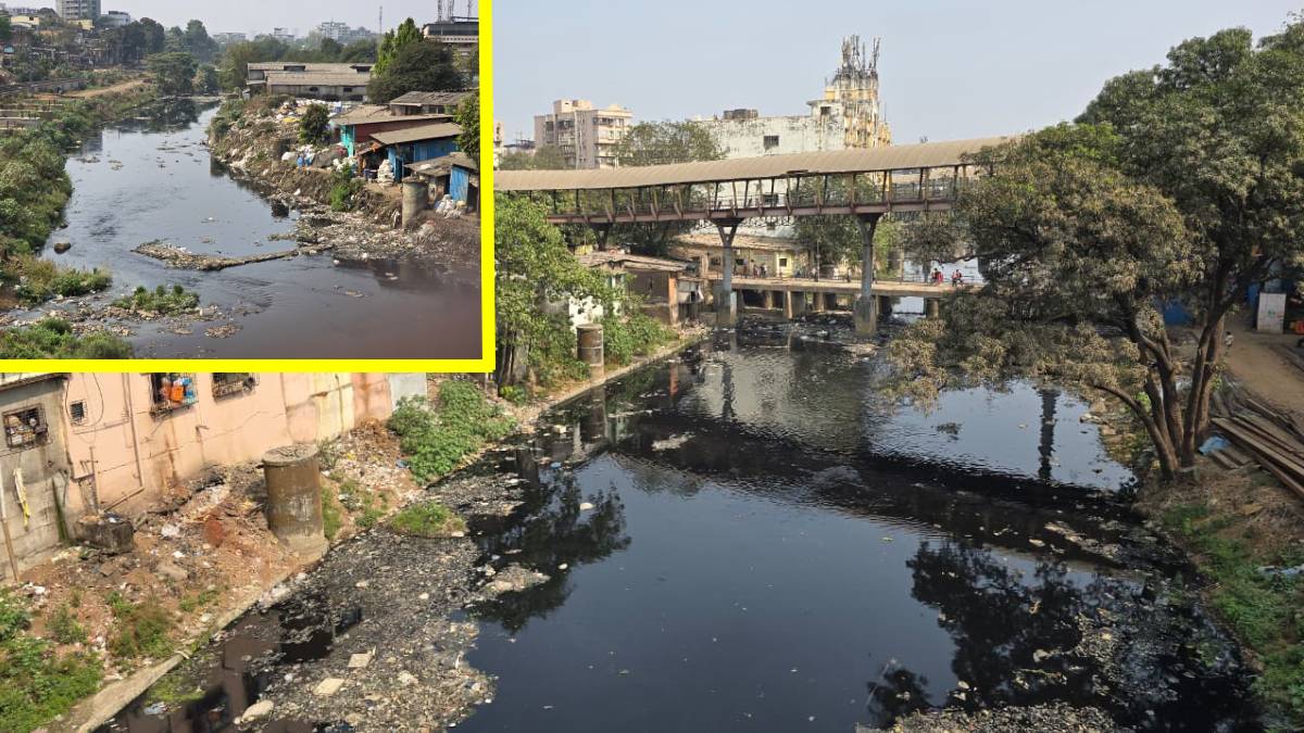 Thousands of kilograms of garbage are dumped daily into the Waldhuni River near Ulhasnagar station.