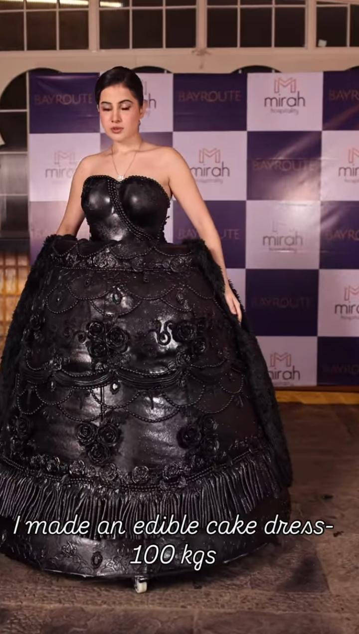 Urfi Javed cake gown look 100 kg edible cake dress photos viral