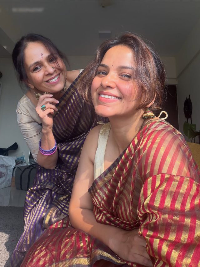 Aishwarya Narkar and Titiksha Tawde handloom saree photoshoot