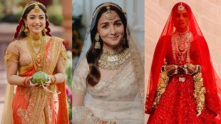 Rashmika Mandanna Aishwarya Rai Alia Bhatt and Deepika Padukone Wedding Look Comparison