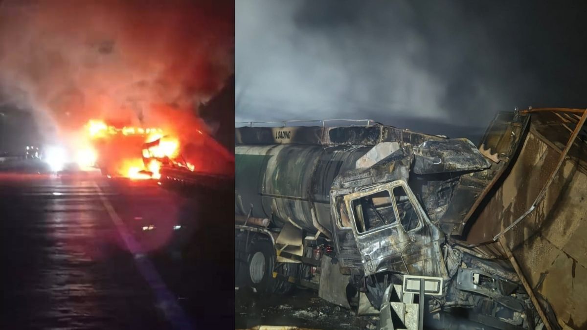 Diesel tanker catches fire on Samruddhi Expressway