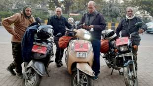 Senior citizens travelling from Assam to Rajasthan on a two-wheeler