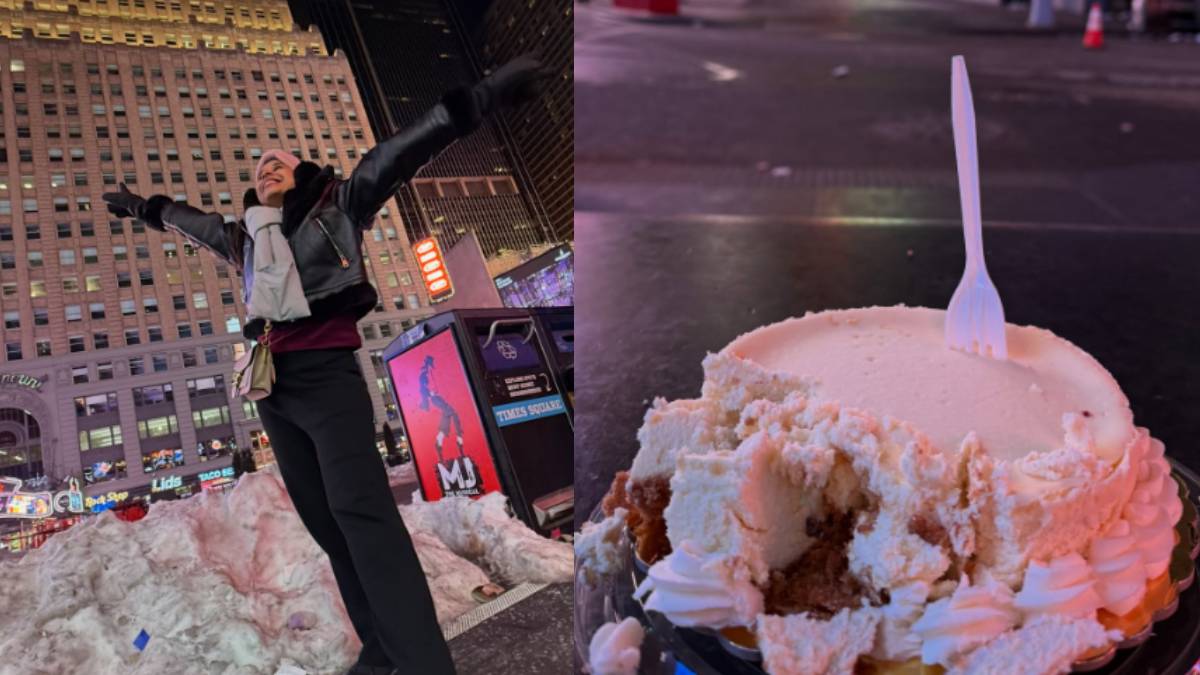 shreya bugde celebrate birthday near new york times square