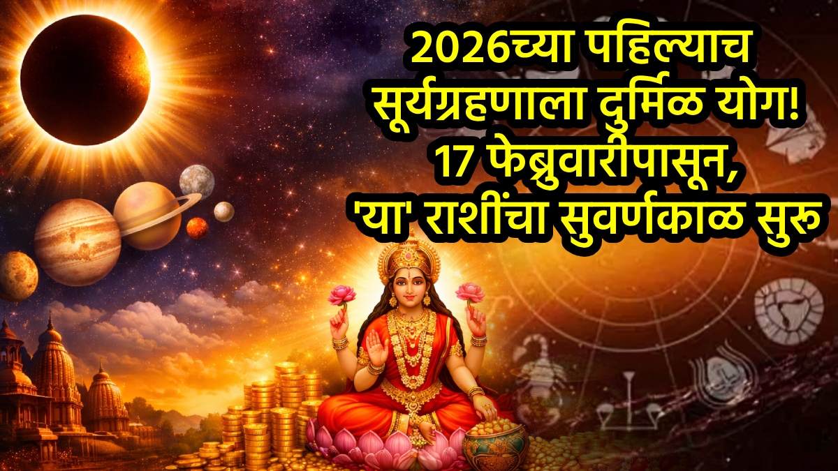 surya grahan in feb 2026 beneficial for gemini, libra, Sagittarius zodiac signs get money, wealth, success due to kumbh rashi panchgrahi yog on 17 February