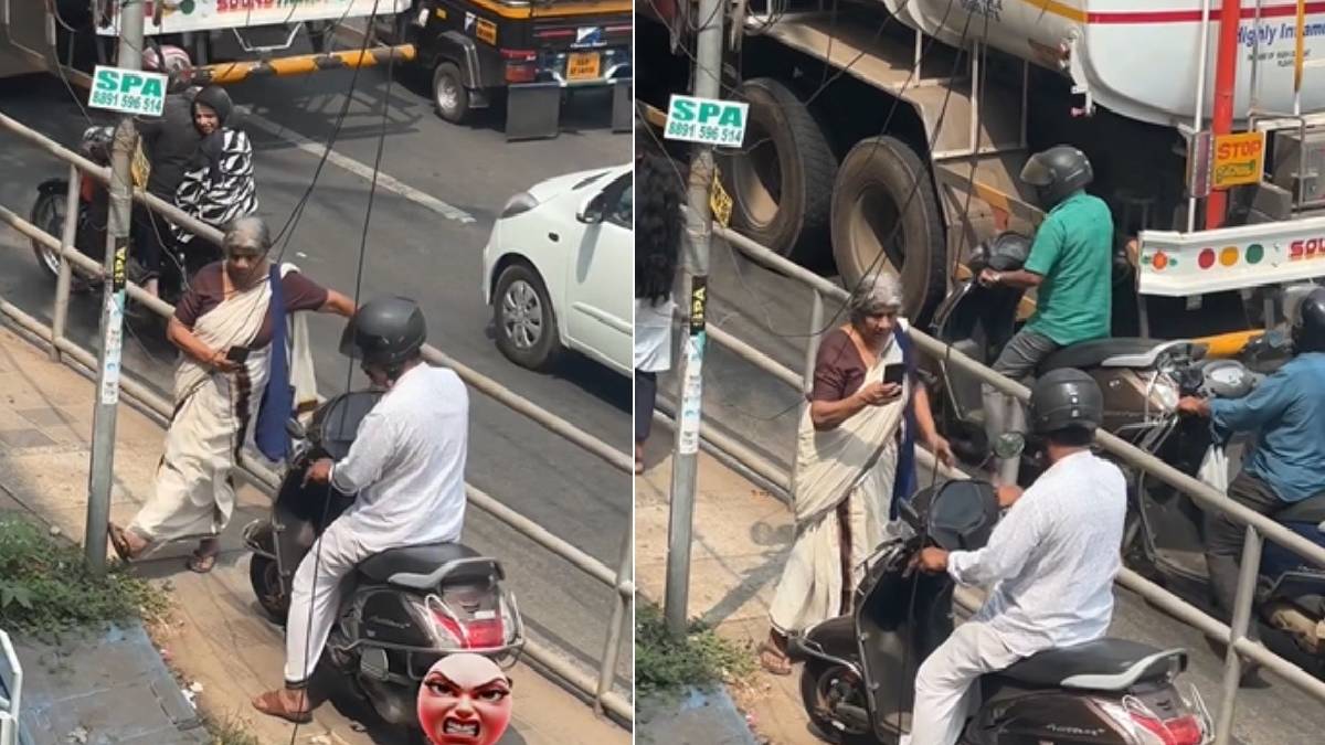viral video scooter footpath