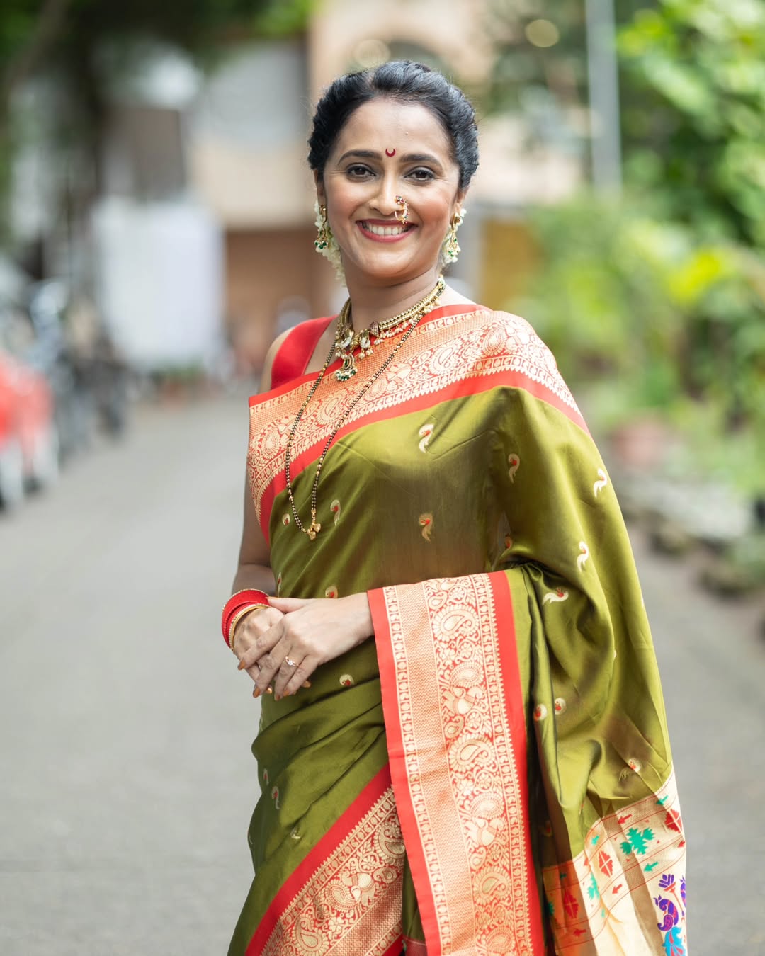 Rutuja Deshmukh saree look viral Lagnanantar Hoilach Ki Prem wedding track shoot