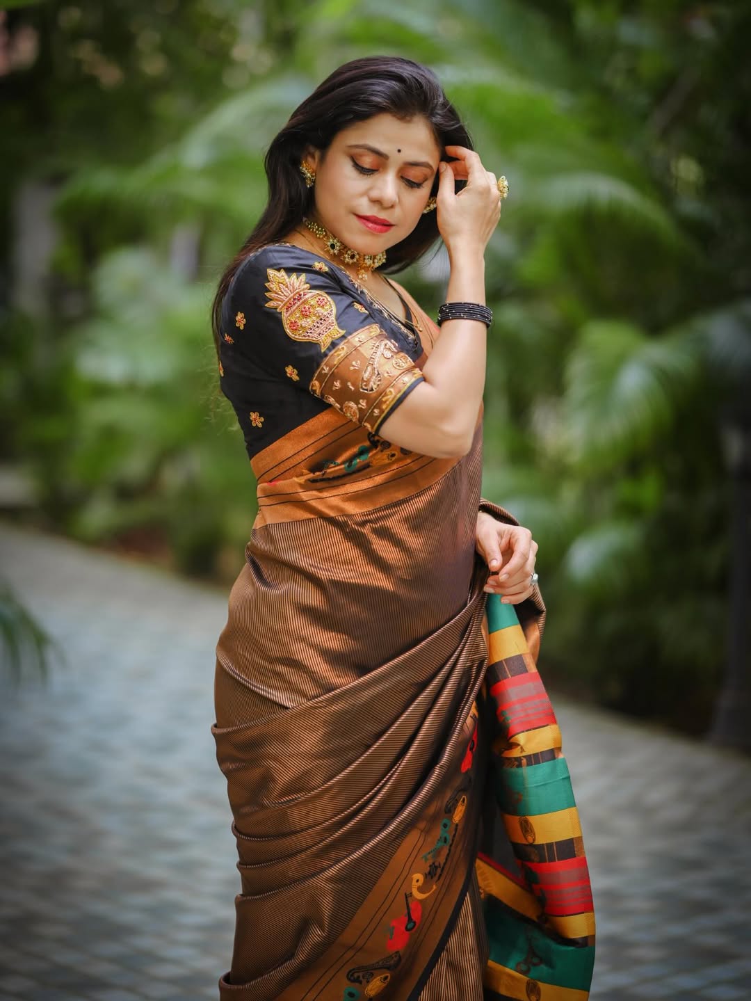 Ashwini Mahangade silk saree look