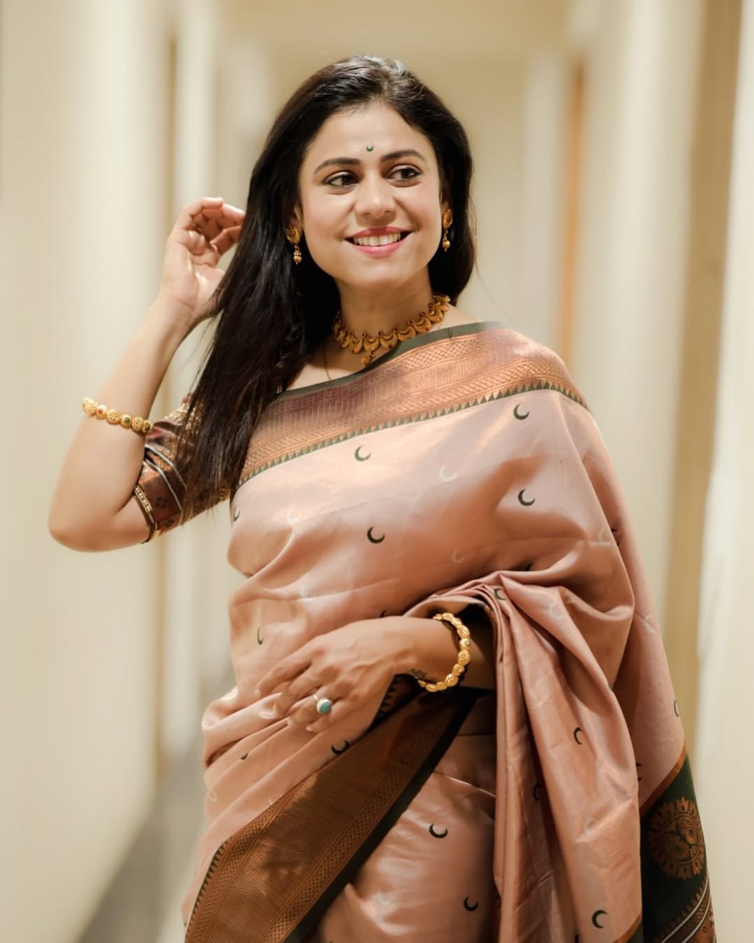 Ashwini Mahangade silk saree look