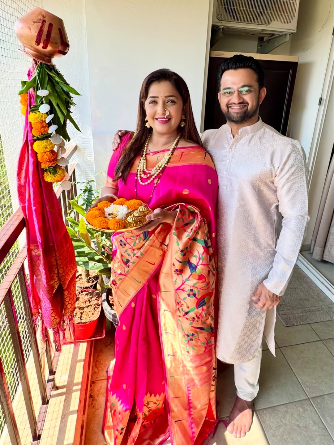 Apurva Nemlekar Gudi Padwa celebration photos, first Gudi Padwa after marriage in Bangalore