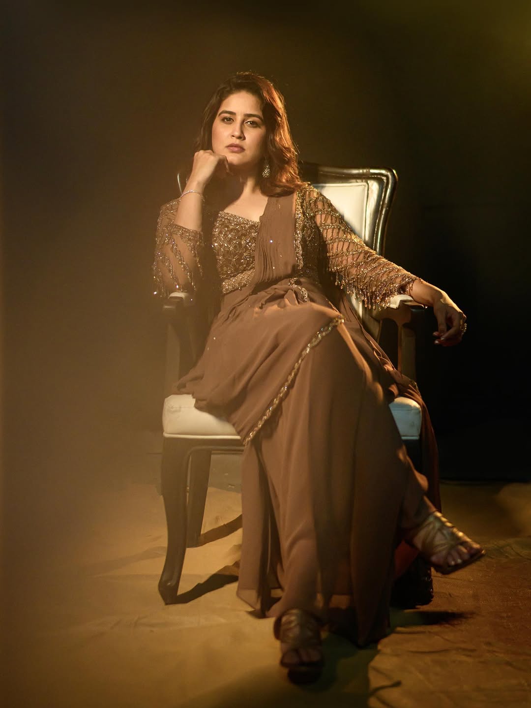 Vaidehi Parshurami indo western saree look