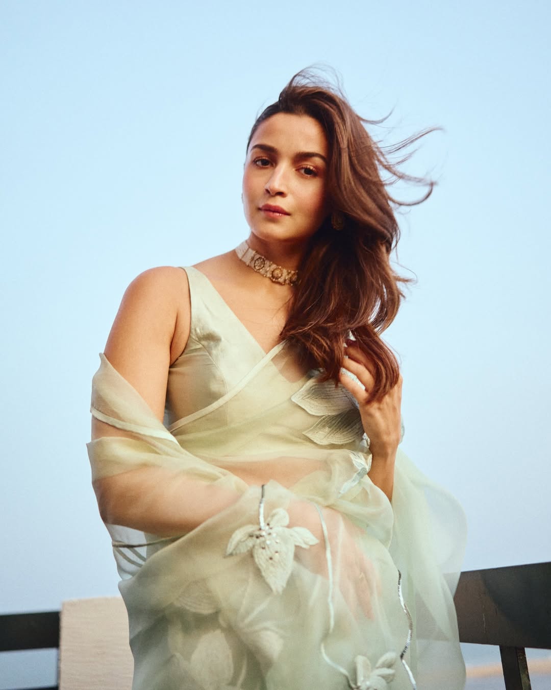 Alia Bhatt pastel green saree look