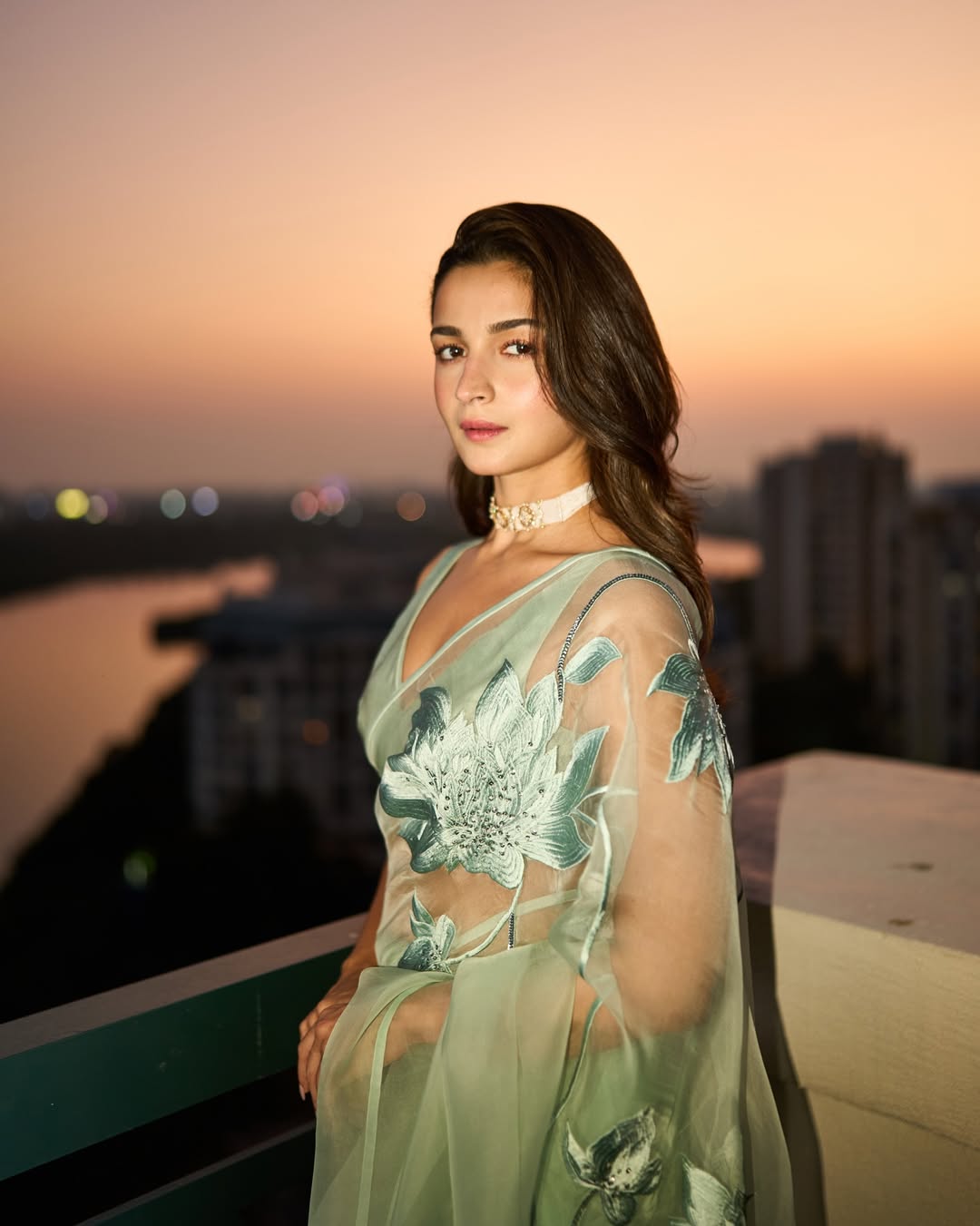 Alia Bhatt pastel green saree look