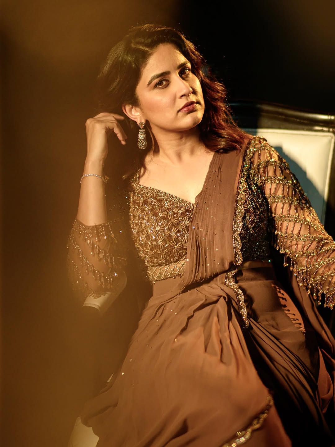 Vaidehi Parshurami indo western saree look