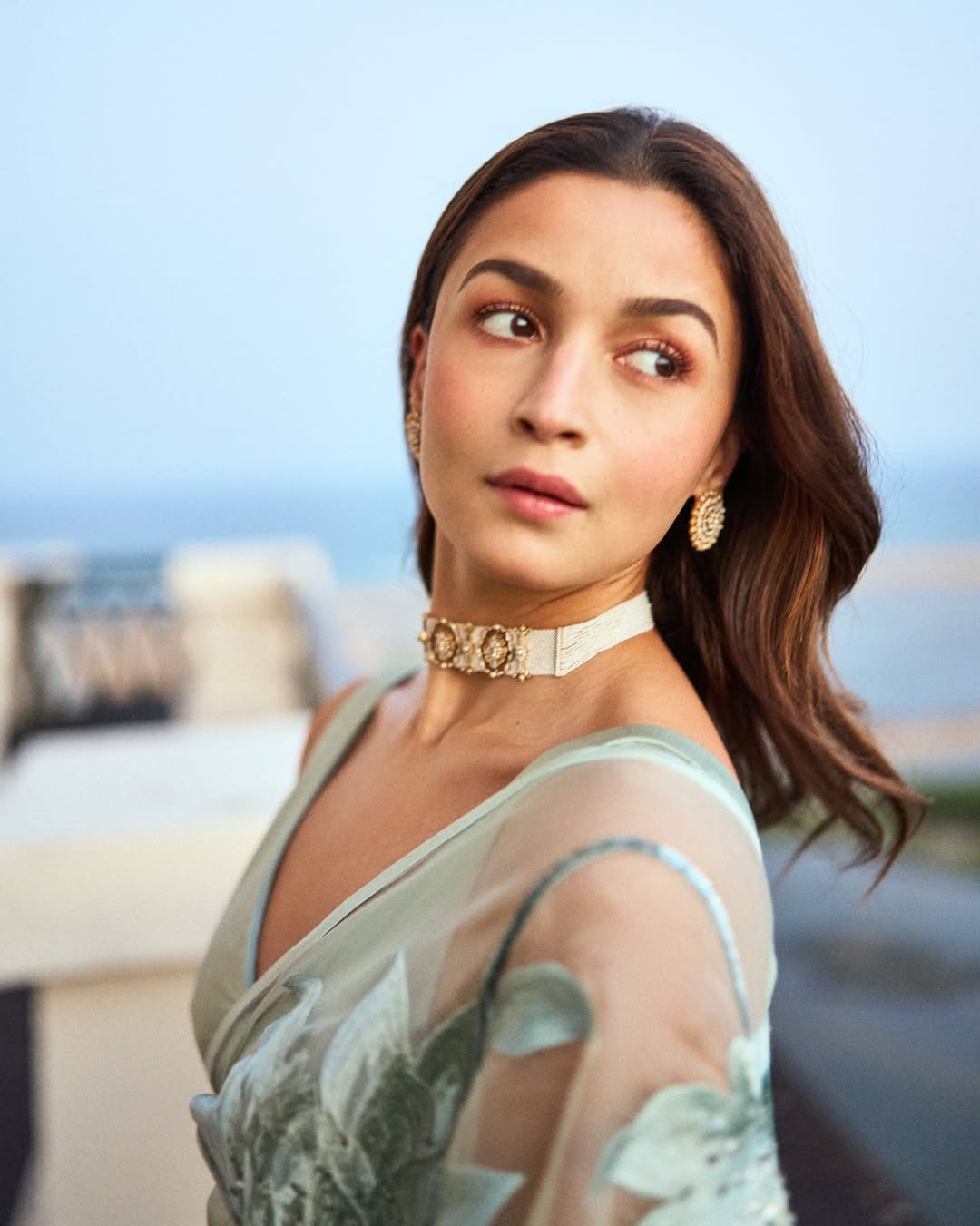 Alia Bhatt pastel green saree look