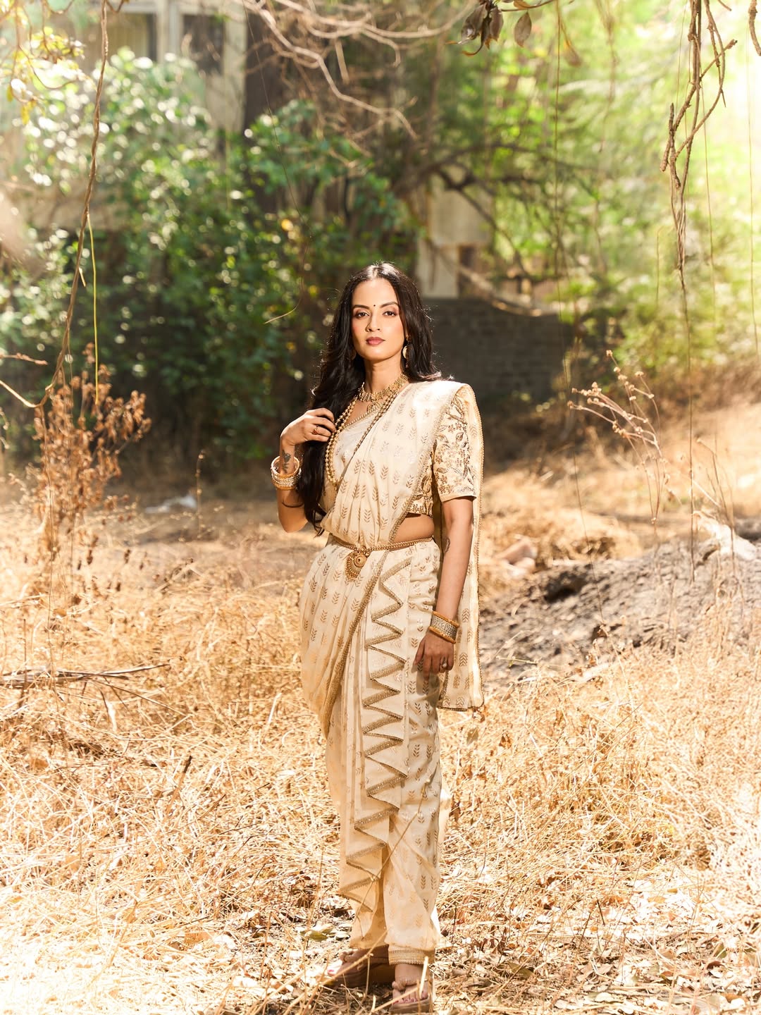 Ketaki Mategaonkar White Nauvari Saree Look