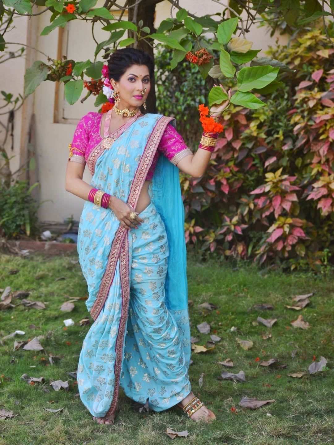 Maadhavi Nemkar Nauvari Saree Look