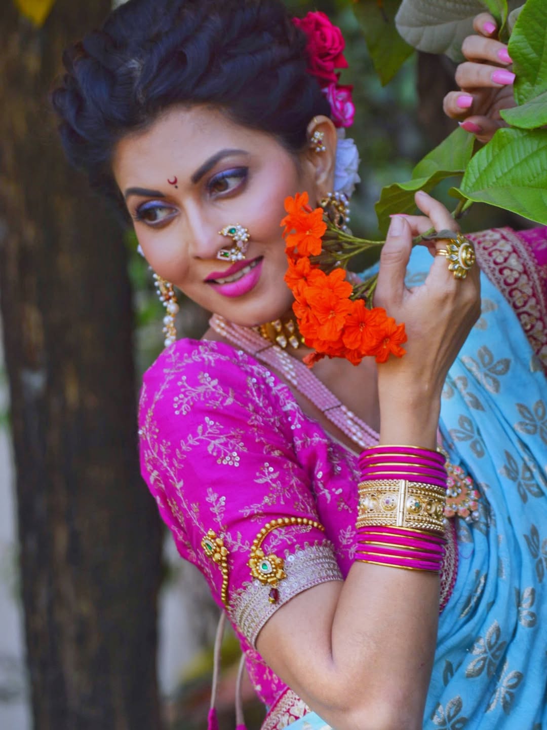 Maadhavi Nemkar Nauvari Saree Look