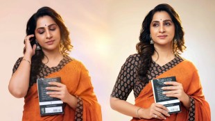 Madhurani Gokhale Orange Saree Look
