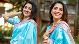 Madhurani Gokhale Sky Blue Paithani Saree