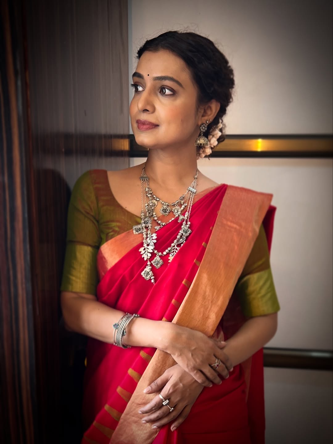 Mayuri Deshmukh Red Saree Look
